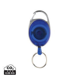 Roller-Clip-Schlüsselanhänger aus RCS recyceltem ABS blau bedrucken, Art.-Nr. P191.6505
