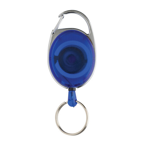 Roller-Clip-Schlüsselanhänger aus RCS recyceltem ABS blau bedrucken, Art.-Nr. P191.6505