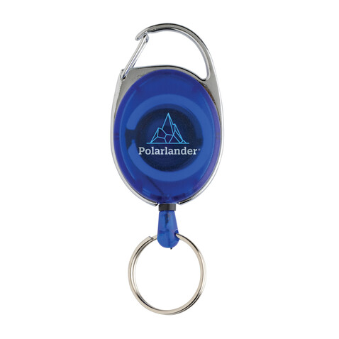 Roller-Clip-Schlüsselanhänger aus RCS recyceltem ABS blau bedrucken, Art.-Nr. P191.6505