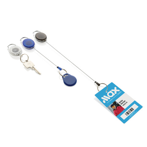 Roller-Clip-Schlüsselanhänger aus RCS recyceltem ABS blau bedrucken, Art.-Nr. P191.6505