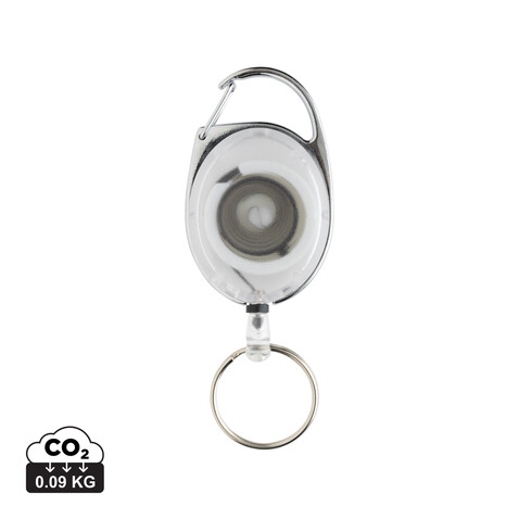 Roller-Clip-Schlüsselanhänger aus RCS recyceltem ABS weiß bedrucken, Art.-Nr. P191.6503