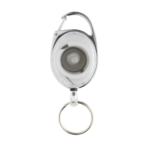 Roller-Clip-Schlüsselanhänger aus RCS recyceltem ABS weiß bedrucken, Art.-Nr. P191.6503