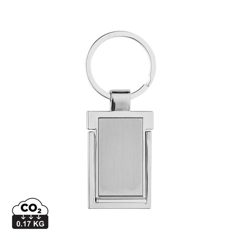 Schlüsselanhänger&amp;Telefonständer aus RCS rec. Zinklegierung silber bedrucken, Art.-Nr. P191.6602