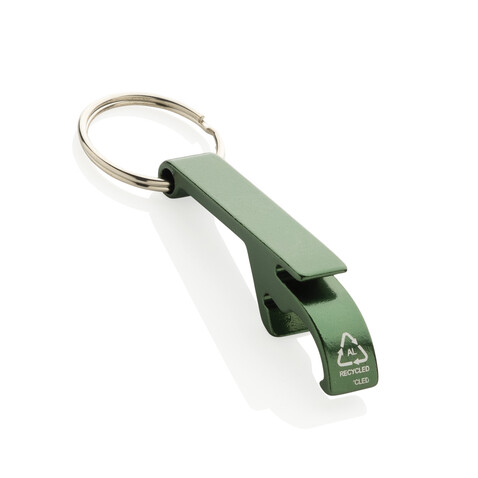 Flaschen- und Dosenöffner aus RCS recyceltem Aluminium grün bedrucken, Art.-Nr. P191.7207