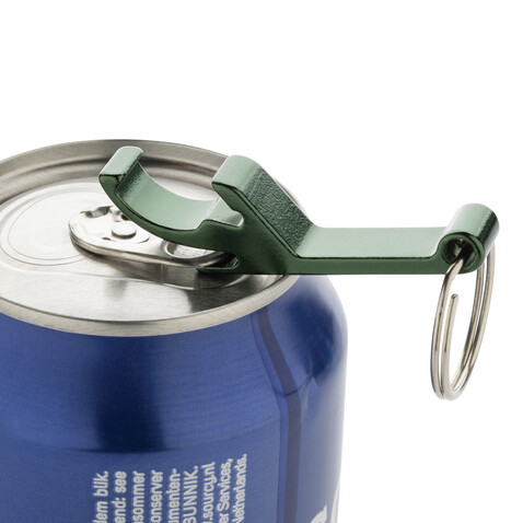 Flaschen- und Dosenöffner aus RCS recyceltem Aluminium grün bedrucken, Art.-Nr. P191.7207