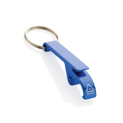 Flaschen- und Dosenöffner aus RCS recyceltem Aluminium blau bedrucken, Art.-Nr. P191.7205