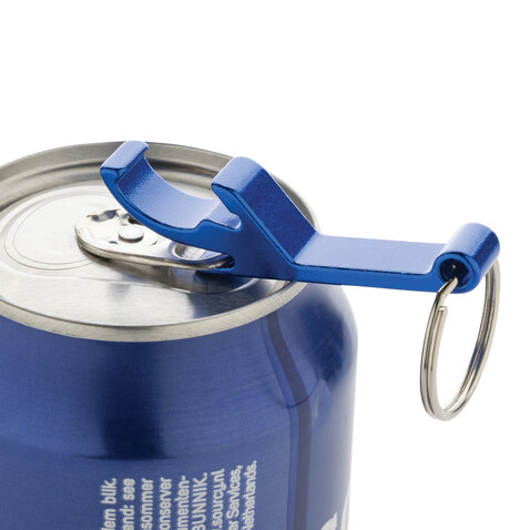 Flaschen- und Dosenöffner aus RCS recyceltem Aluminium blau bedrucken, Art.-Nr. P191.7205