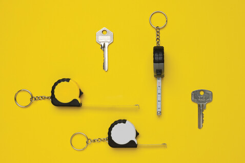 MeasureMate 1m Schlüsselband aus RCS recyceltem ABS gelb bedrucken, Art.-Nr. P191.7306