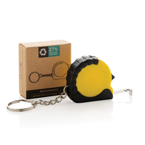 MeasureMate 1m Schlüsselband aus RCS recyceltem ABS gelb bedrucken, Art.-Nr. P191.7306