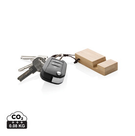 Standkey Bambus Schlüsselanhänger Telefonständer braun bedrucken, Art.-Nr. P301.3809