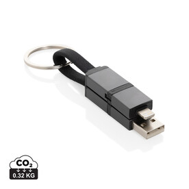 Terra 4-in-1 Schnellladekabel für den Schlüsselbund aus rAlu grau bedrucken, Art.-Nr. P302.7602