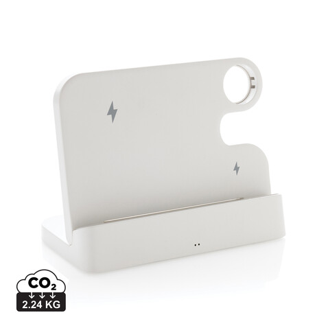 Joltz dual 15W-Ladegerät aus RCS rec. ABS mit iWatch-Slot weiß bedrucken, Art.-Nr. P308.6103