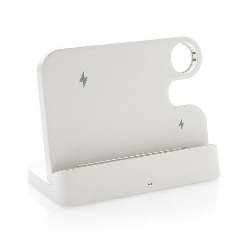 Joltz dual 15W-Ladegerät aus RCS rec. ABS mit iWatch-Slot weiß bedrucken, Art.-Nr. P308.6103
