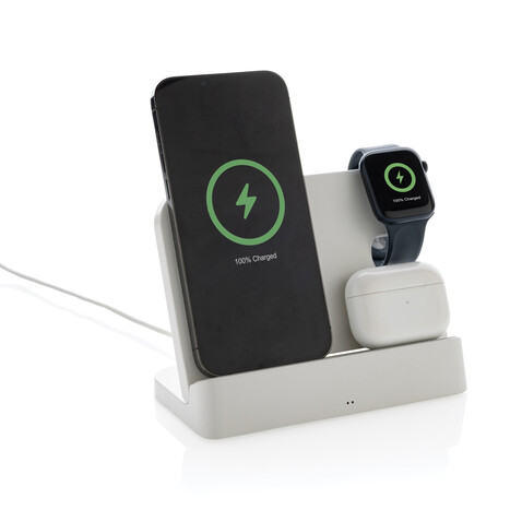 Joltz dual 15W-Ladegerät aus RCS rec. ABS mit iWatch-Slot weiß bedrucken, Art.-Nr. P308.6103