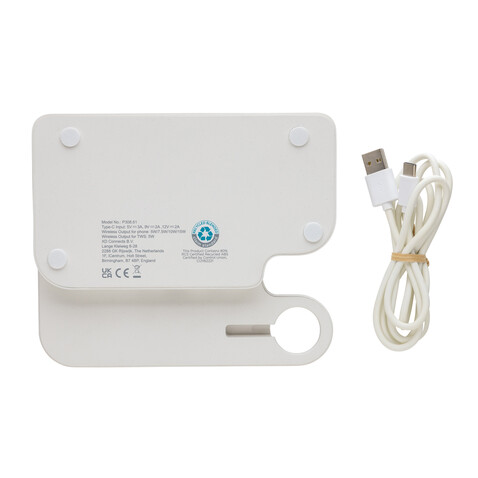 Joltz dual 15W-Ladegerät aus RCS rec. ABS mit iWatch-Slot weiß bedrucken, Art.-Nr. P308.6103