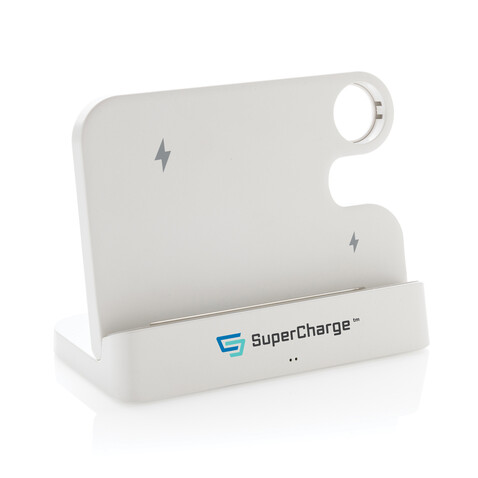 Joltz dual 15W-Ladegerät aus RCS rec. ABS mit iWatch-Slot weiß bedrucken, Art.-Nr. P308.6103