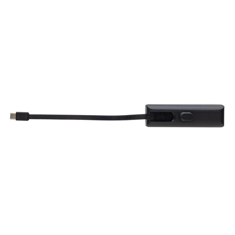 Powerlink 3000mah Powerbank aus RCS rPlastic mit USB-C Kabel schwarz bedrucken, Art.-Nr. P322.4901