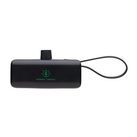 Powerlink 3000mah iOS-Connector Powerbank aus RCS rPlastic schwarz bedrucken, Art.-Nr. P322.5001