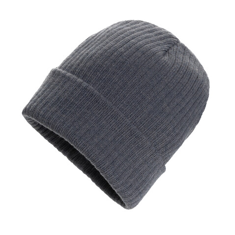 Pryor AWARE™ Polylana® Beanie mit Bündchen anthrazit bedrucken, Art.-Nr. P453.4902