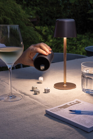 Zenic USB Tischleuchte aus RCS recyceltem Kunststoff Bronze bedrucken, Art.-Nr. P513.9732