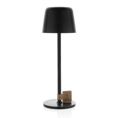Zenic USB Tischleuchte aus RCS recyceltem Kunststoff schwarz bedrucken, Art.-Nr. P513.9701