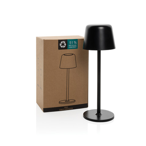 Zenic USB Tischleuchte aus RCS recyceltem Kunststoff schwarz bedrucken, Art.-Nr. P513.9701