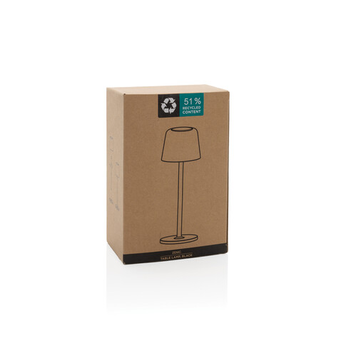Zenic USB Tischleuchte aus RCS recyceltem Kunststoff schwarz bedrucken, Art.-Nr. P513.9701