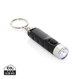 Globix USB Schlüsselanhänger-Taschenlampe aus RCS rABS schwarz bedrucken, Art.-Nr. P514.0201