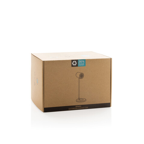 Zenara 15W Schreibtischlampe aus RCS rec. Plastik &amp; Kork weiß bedrucken, Art.-Nr. P514.0303