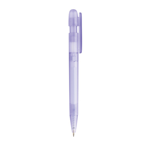 Devin transparenter Stift aus GRS zertifiziertem rABS lila bedrucken, Art.-Nr. P611.2630
