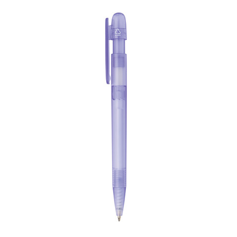 Devin transparenter Stift aus GRS zertifiziertem rABS lila bedrucken, Art.-Nr. P611.2630