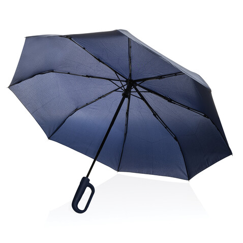 Yara 21“ AWARE™ rPET Regenschirm mit Karabiner navy blau bedrucken, Art.-Nr. P850.7125