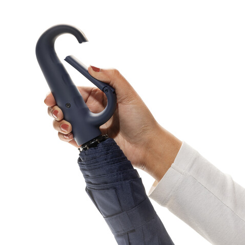 Yara 21“ AWARE™ rPET Regenschirm mit Karabiner navy blau bedrucken, Art.-Nr. P850.7125