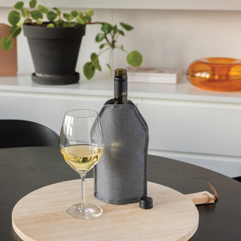 Vino AWARE™ rPET Weinkühler-Sleeve grau bedrucken, Art.-Nr. P915.0102