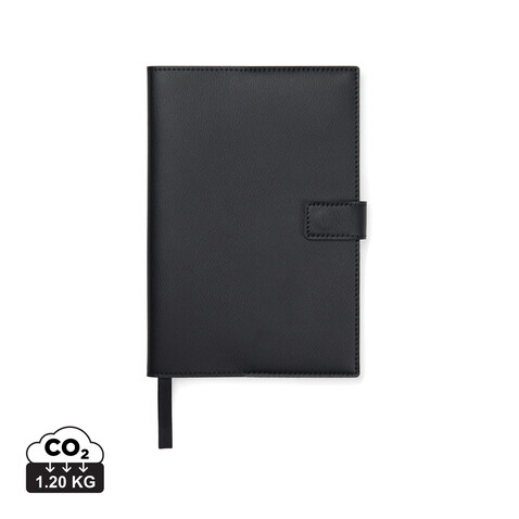 VINGA Timo Notizbuch aus RCS recyceltem rPET schwarz bedrucken, Art.-Nr. V7730001