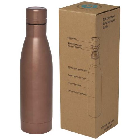 Vasa RCS-zertifizierte Kupfer-Vakuum Isolierflasche aus recyceltem Edelstahl, 500 ml, bronze bedrucken, Art.-Nr. 10073640