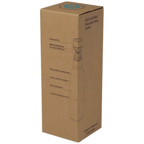 Vasa RCS-zertifizierte Kupfer-Vakuum Isolierflasche aus recyceltem Edelstahl, 500 ml, bronze bedrucken, Art.-Nr. 10073640