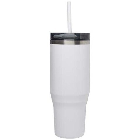 Melbourne 1200 ml RCS-zertifizierter Isolierbecher mit Strohhalm, weiss bedrucken, Art.-Nr. 10080101
