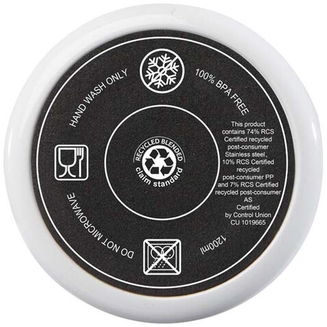 Melbourne 1200 ml RCS-zertifizierter Isolierbecher mit Strohhalm, weiss bedrucken, Art.-Nr. 10080101