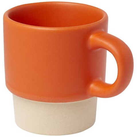 Olympia 130 ml stapelbarer Expresso Becher mit Tonboden, orange bedrucken, Art.-Nr. 10080531