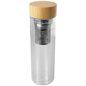 Bailey 400 ml Flasche aus Borosilikatglas mit Infuser und Bambusdeckel, transparent klar bedrucken, Art.-Nr. 10081001