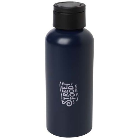 Trinity 600 ml RCS-zertifizierte Wasserflasche aus recyceltem Aluminium mit RPET-Deckel, Navy Blue bedrucken, Art.-Nr. 10081555