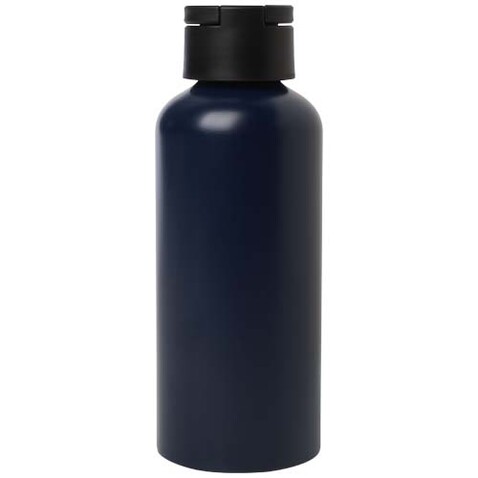 Trinity 600 ml RCS-zertifizierte Wasserflasche aus recyceltem Aluminium mit RPET-Deckel, Navy Blue bedrucken, Art.-Nr. 10081555