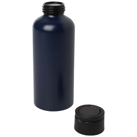 Trinity 600 ml RCS-zertifizierte Wasserflasche aus recyceltem Aluminium mit RPET-Deckel, Navy Blue bedrucken, Art.-Nr. 10081555