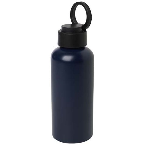 Trinity 600 ml RCS-zertifizierte Wasserflasche aus recyceltem Aluminium mit RPET-Deckel, Navy Blue bedrucken, Art.-Nr. 10081555