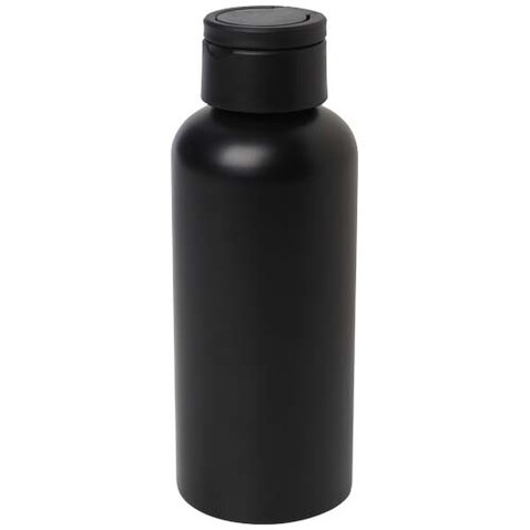 Trinity 600 ml RCS-zertifizierte Wasserflasche aus recyceltem Aluminium mit RPET-Deckel, schwarz bedrucken, Art.-Nr. 10081590