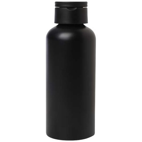 Trinity 600 ml RCS-zertifizierte Wasserflasche aus recyceltem Aluminium mit RPET-Deckel, schwarz bedrucken, Art.-Nr. 10081590