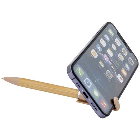Delfina Stift Smartphoneständer (schwarze Mine), Oatmeal bedrucken, Art.-Nr. 10789807
