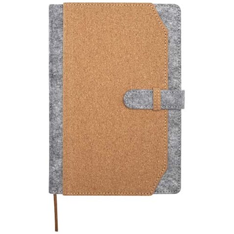 Viviana A5 Notizbuch aus recyceltem Filz und Kork, natur bedrucken, Art.-Nr. 10790706