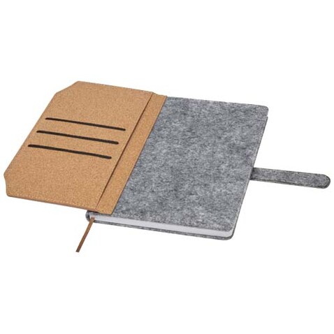 Viviana A5 Notizbuch aus recyceltem Filz und Kork, natur bedrucken, Art.-Nr. 10790706